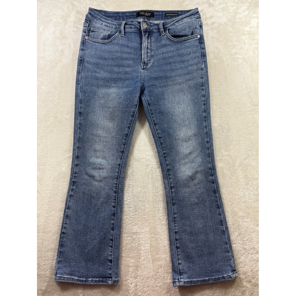 Judy Blue Womens Cropped Bootcut Stretch Blue Denim Jeans 11/30 Meas: 32x26
